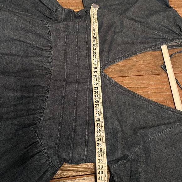 Free People Denim Peasant Mini Dress - Size XS - Picture 5 of 5